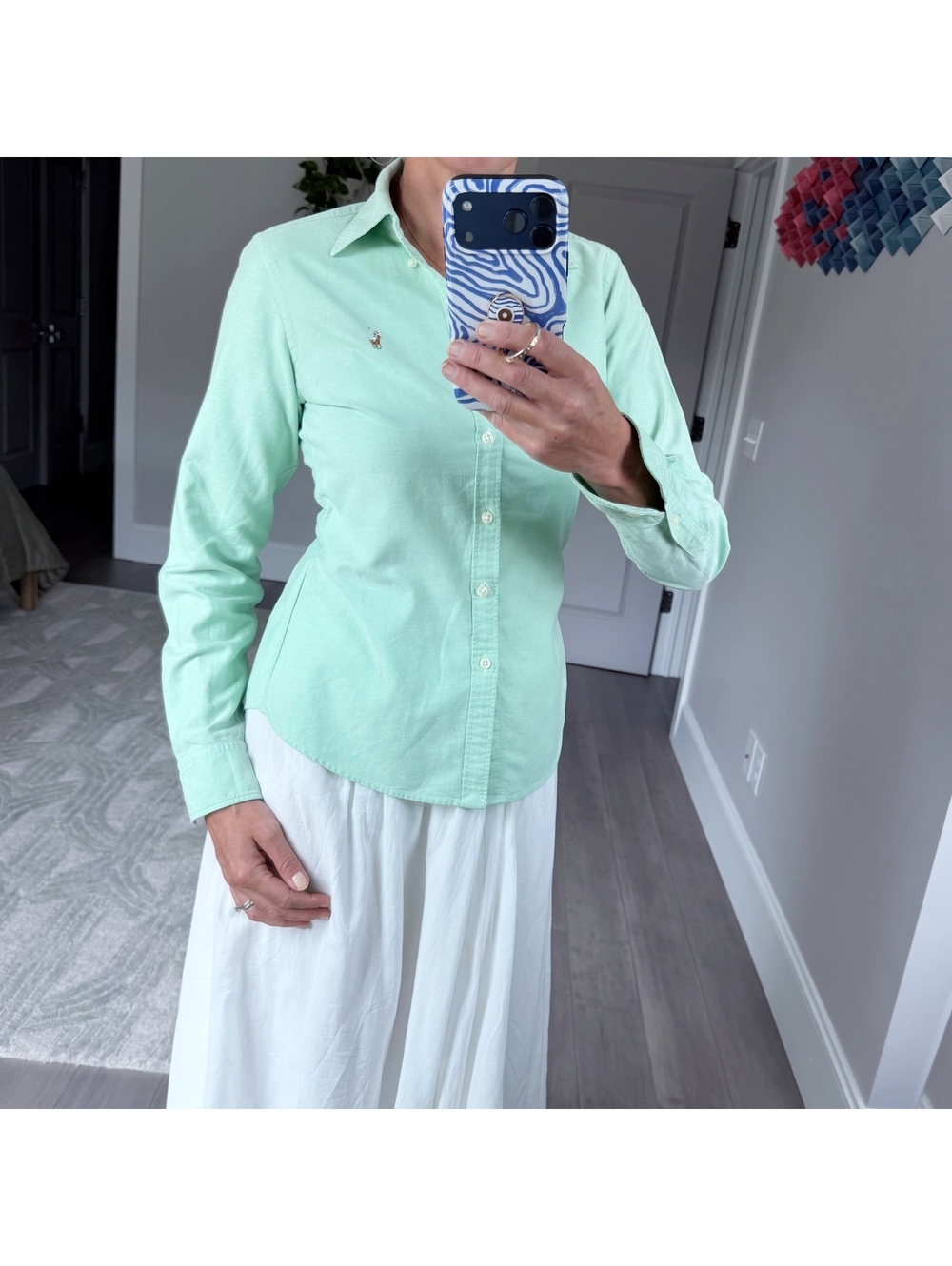 Ralph Lauren Women’s Mint Green Button-Down Shirt Size 6